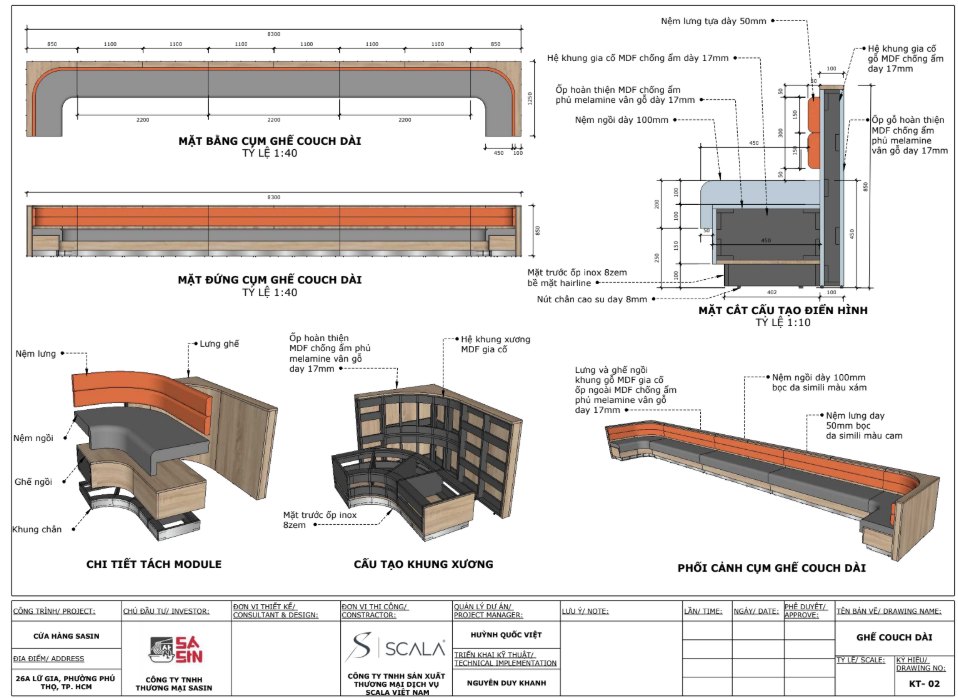 Bản vẽ triển khai sản xuất nội thất do Scala thiết kế